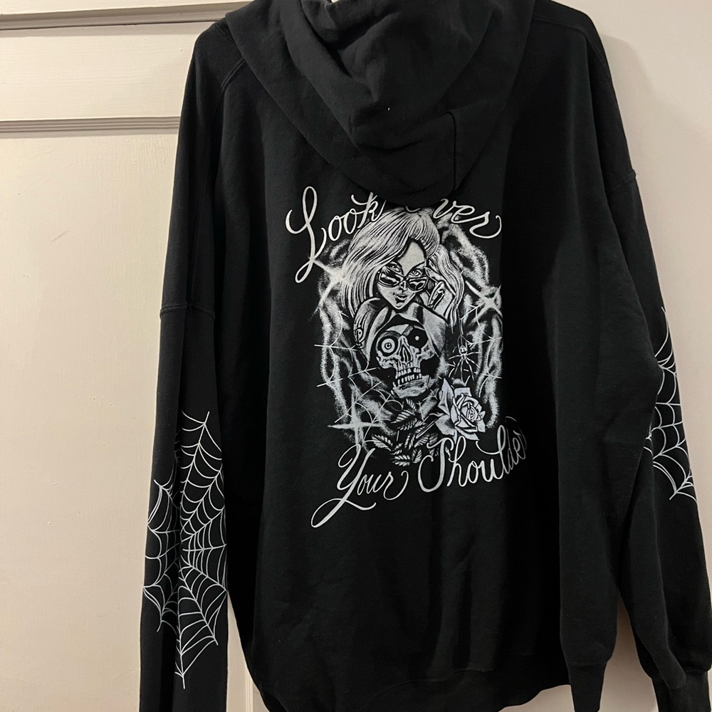 Black Spiderweb Tattoo Hoodie Men’s 3XL Mario Aguilar Midtown Tattoo - Picture 3 of 6